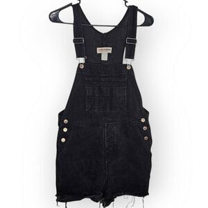 London Jeans Women's Vintage 90s Denim Overall Shorts Black size Small